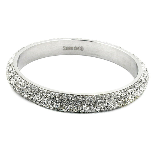 Armreif 77x10mm Metall mit 6 Reihen Glassteine weiĂź