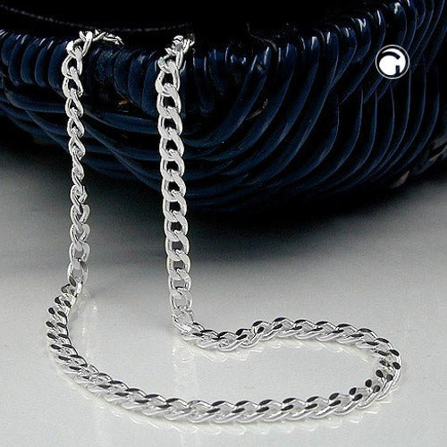 Kette 3mm Flachpanzerkette diamantiert – Silber 925, 19cm