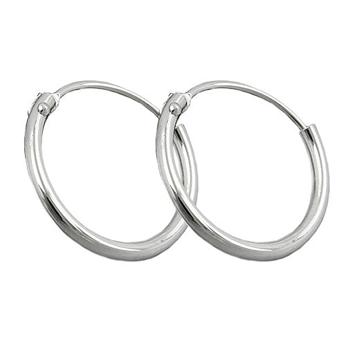 Creolen 13mm aus 925 Silber – Glänzende Drahtcreole mit Steckverschluss