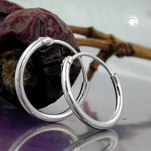Creolen 13mm aus 925 Silber – Glänzende Drahtcreole mit Steckverschluss
