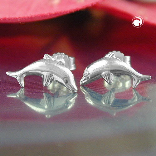 Ohrstecker Damen – Delfin Ohrringe 12x6mm aus 925 Sterling Silber