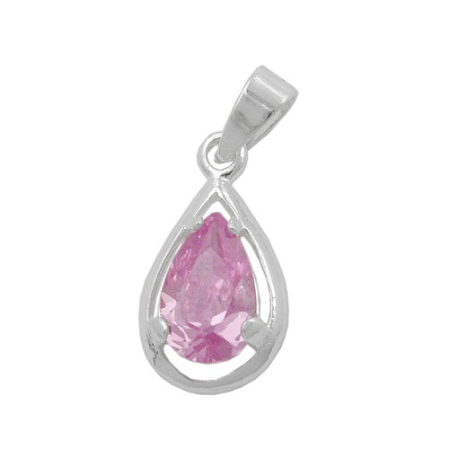 Eleganter Tropfen Anhänger – Pink Zirkonia 14x8mm aus 925 Sterling Silber
