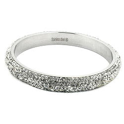 Armreif 10mm Metall – 6 Reihen Glassteine weiß