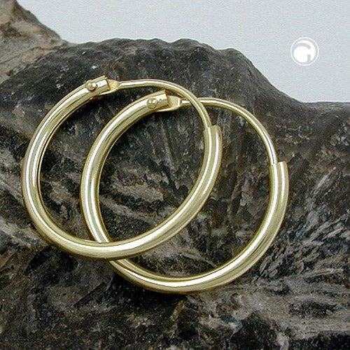 Creole 15×1,1 mm – 9Kt Gold, glänzend mit Steckverschluss