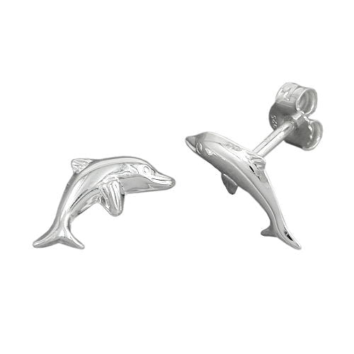Ohrstecker Damen – Delfin Ohrringe 12x6mm aus 925 Sterling Silber