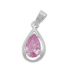 Eleganter Tropfen Anhänger – Pink Zirkonia 14x8mm aus 925 Sterling Silber